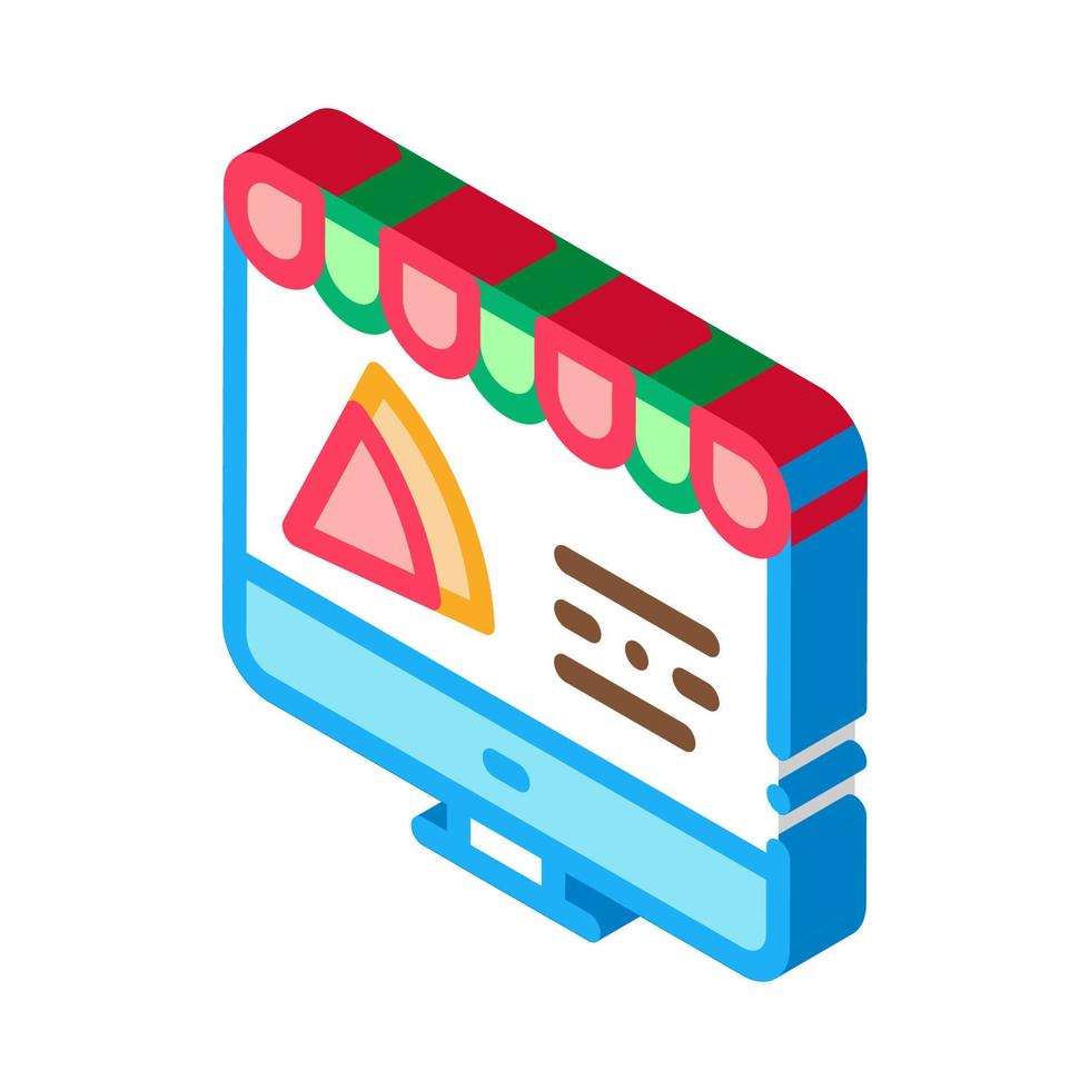 pizza webbplats beställa isometrisk ikon vektor illustration