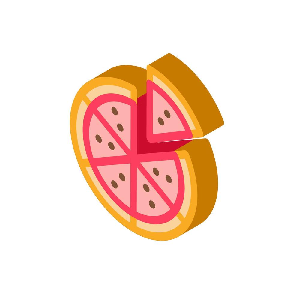 skivad pizza isometrisk ikon vektor illustration