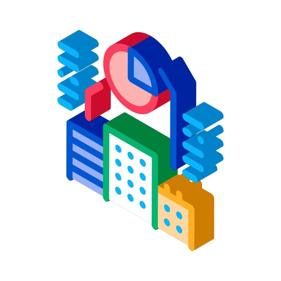 isometrische symbolvektorillustration der immobilienmarktanalyse vektor