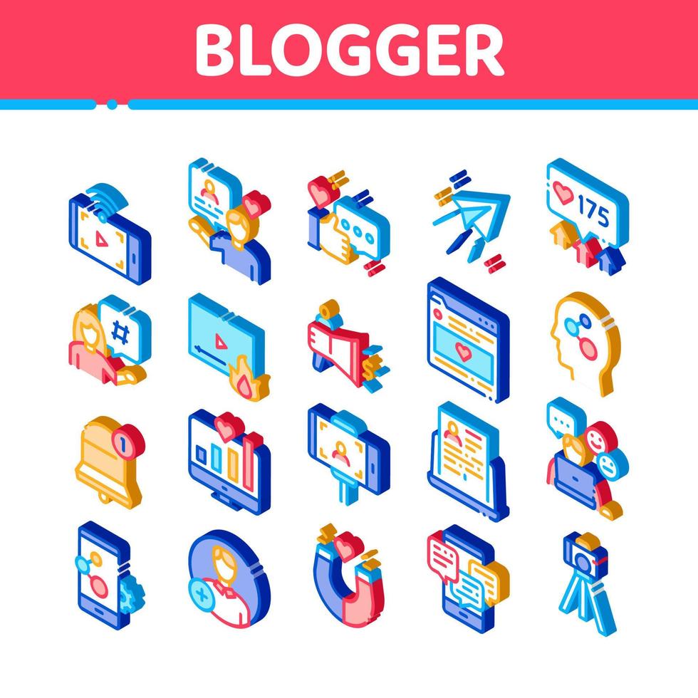 Blogger-Internet-Social-Channel-Icons setzen Vektor