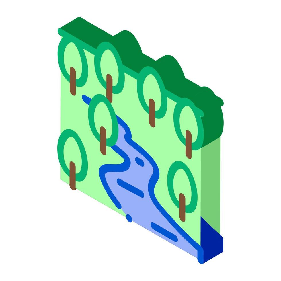 flod landskap isometrisk ikon vektor illustration