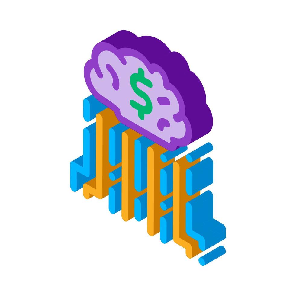 isometrische ikonenvektorillustration der bargeldwolke vektor