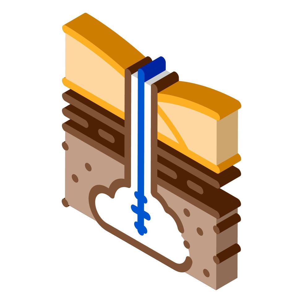 gas inträde in i jord isometrisk ikon vektor illustration