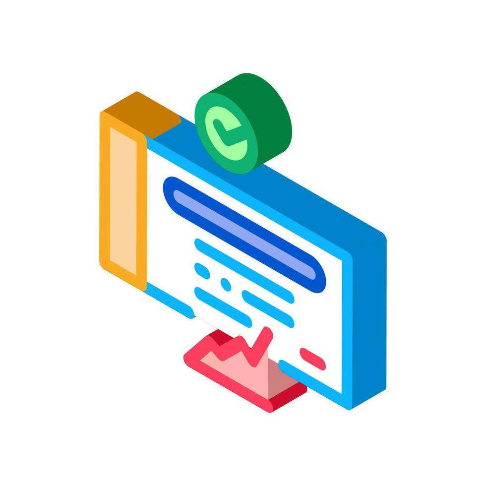 bekräftad dokumentera Diagram isometrisk ikon vektor illustration