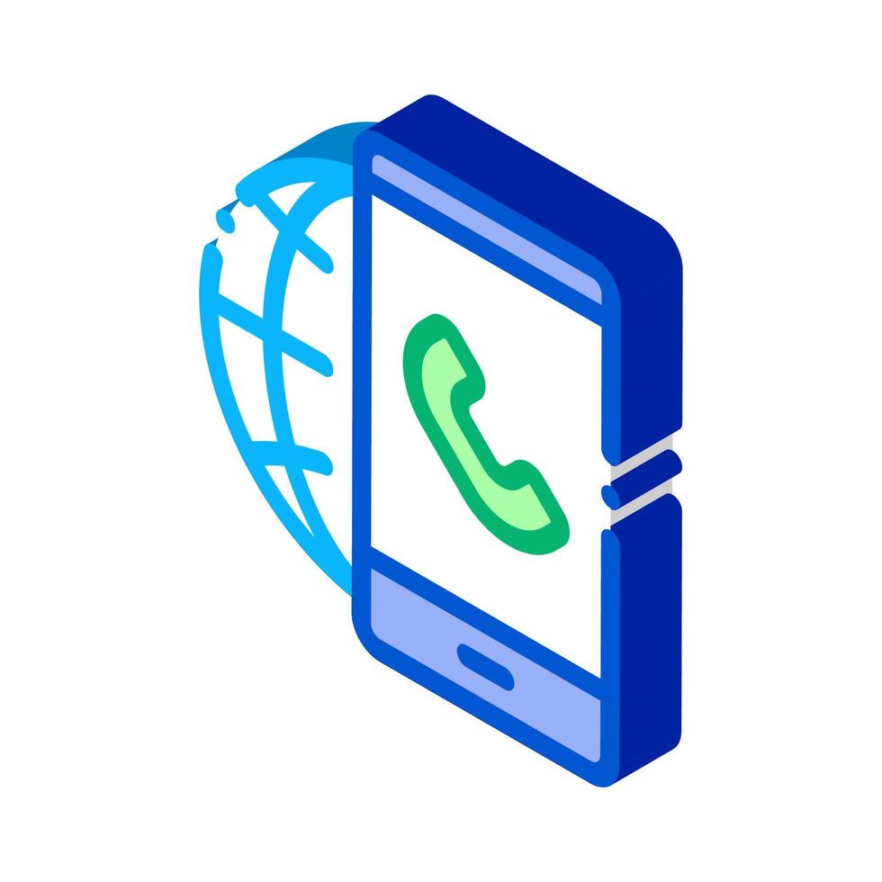 voip smartphone internetverbindung isometrische symbolvektorillustration vektor