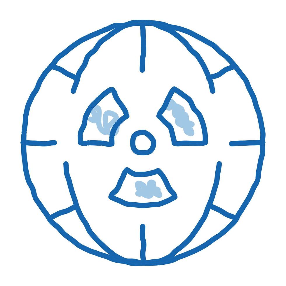 strahlungssymbol und planet doodle symbol hand gezeichnete illustration vektor