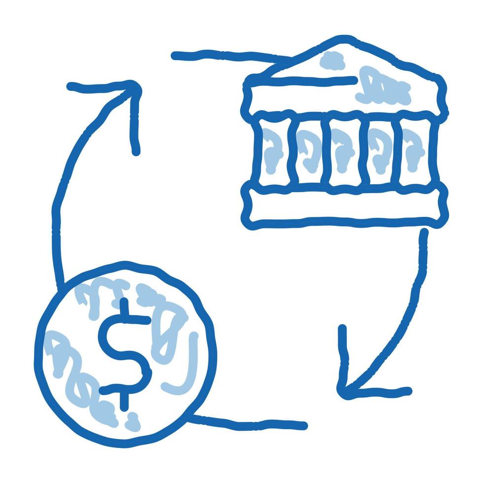 Monetarisierungsmünze Cash Bank Doodle Symbol handgezeichnete Illustration vektor