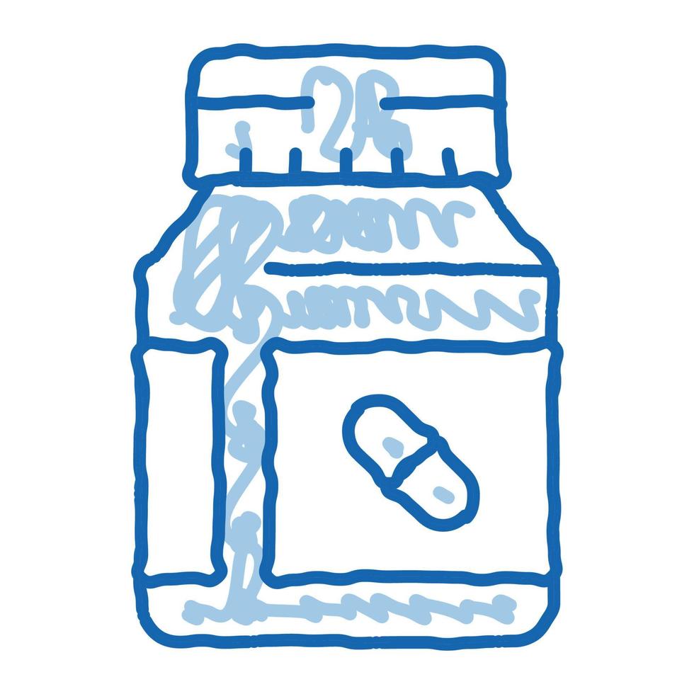 Vitamin-Pillen-Container-Doodle-Symbol handgezeichnete Illustration vektor