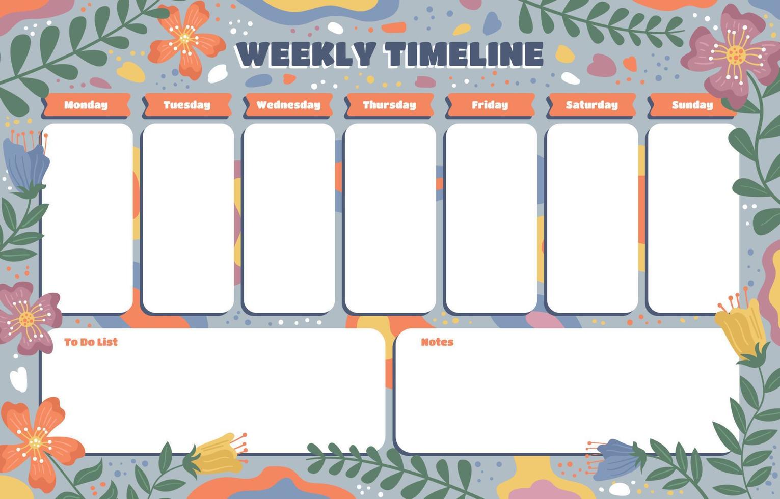 Kalender wöchentliche Timeline-Designvorlage vektor