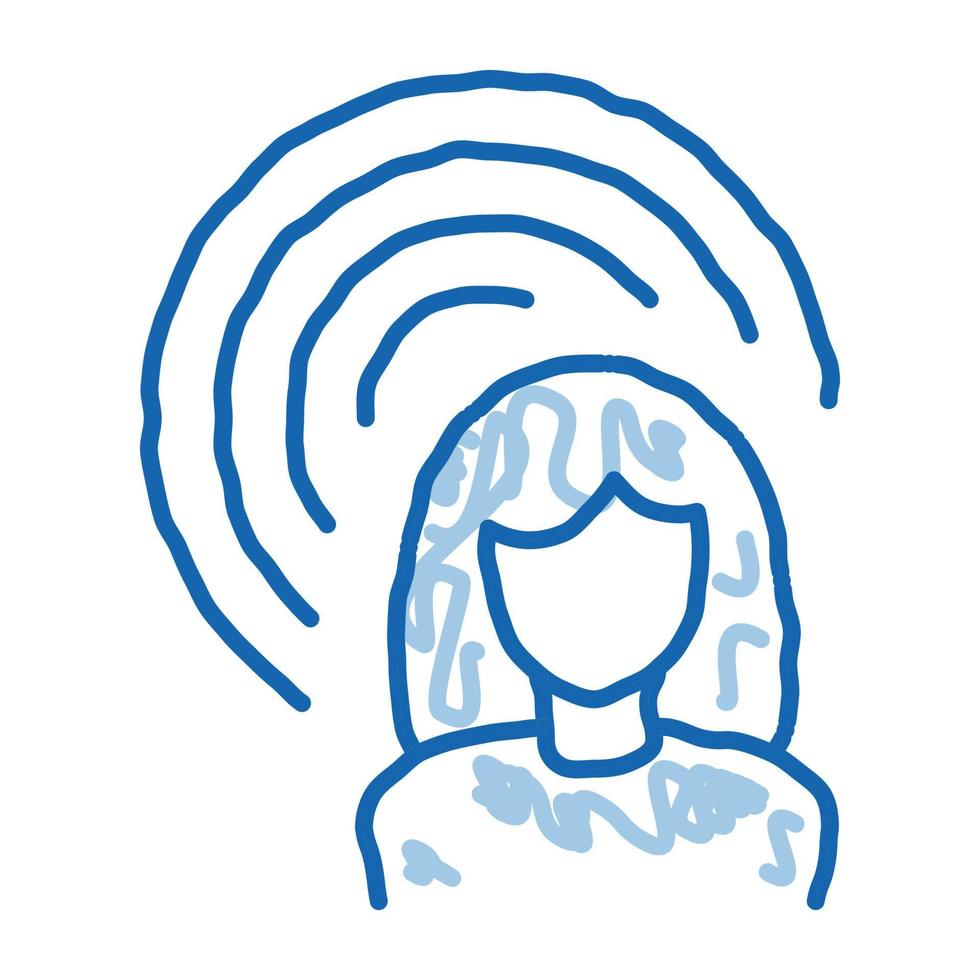 kvinna hörsel klotter ikon hand dragen illustration vektor