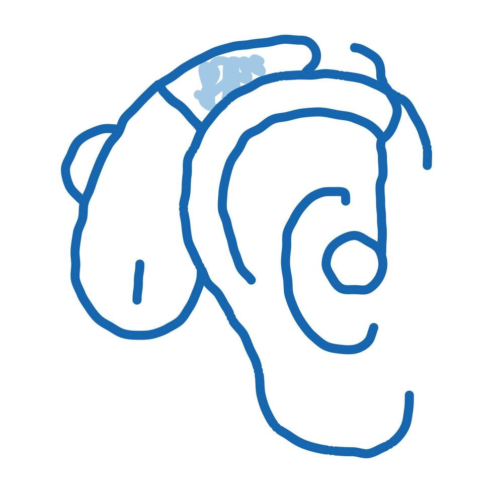 Hörgeräte-Doodle-Symbol handgezeichnete Illustration vektor