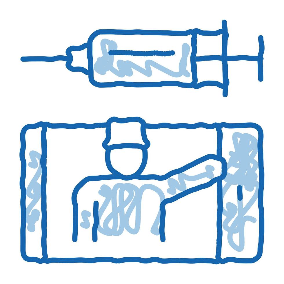 Arzt Spritze Doodle Symbol handgezeichnete Abbildung vektor