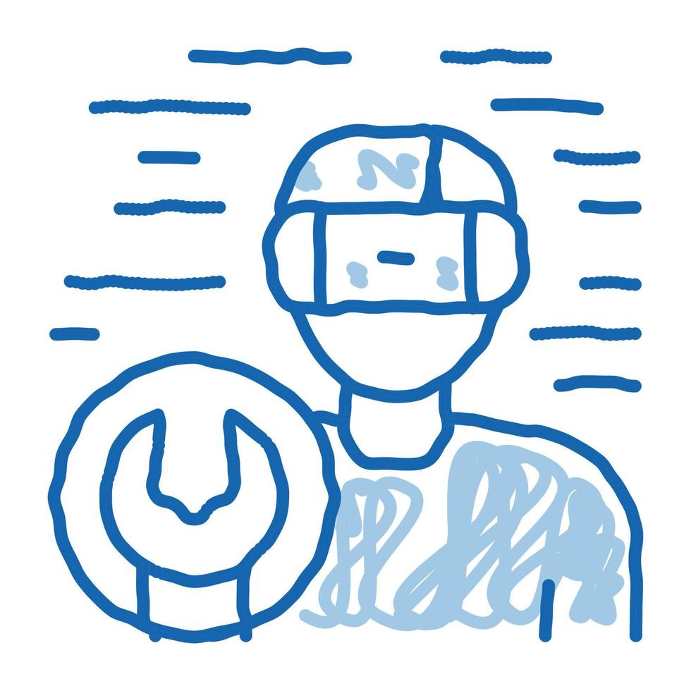 VR-Brille reparieren Doodle-Symbol handgezeichnete Illustration vektor