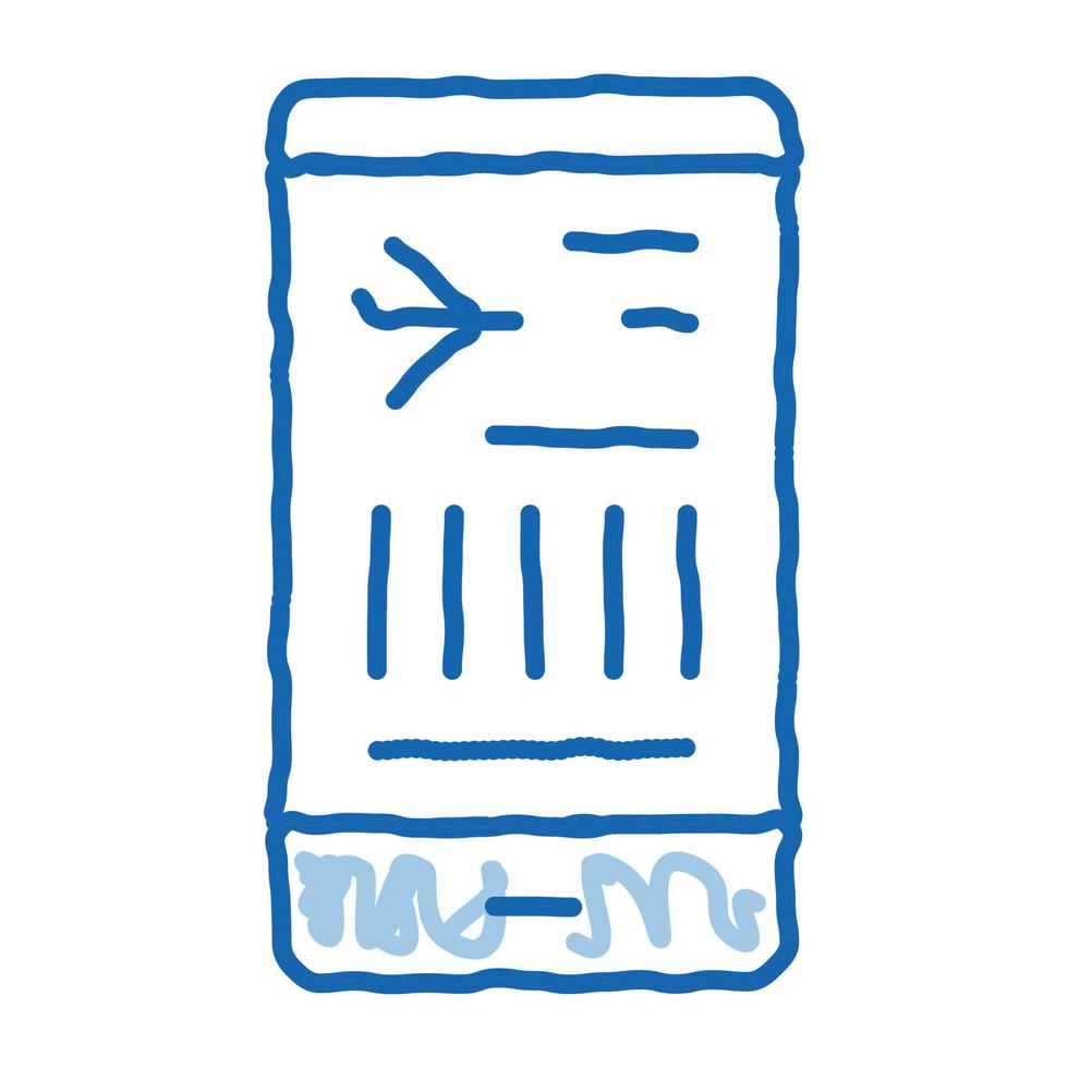 flyg information på telefon klotter ikon hand dragen illustration vektor