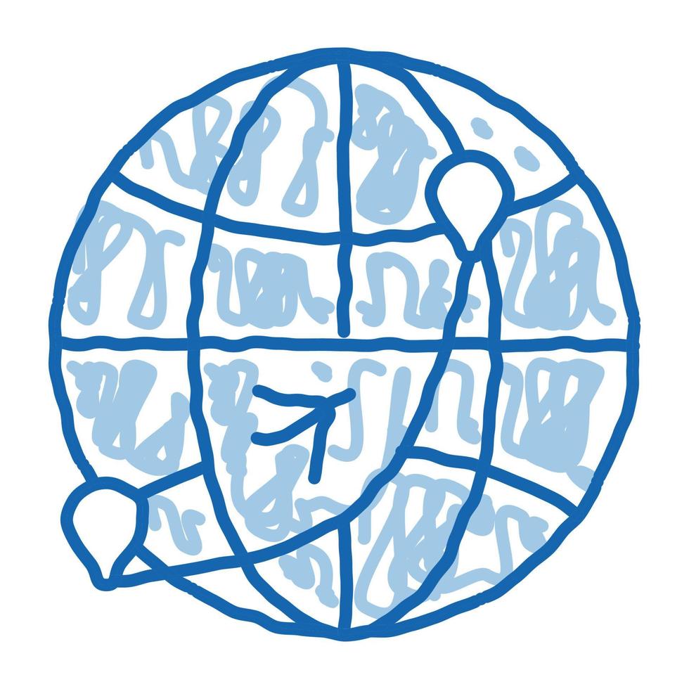 internationale Weltflug-Doodle-Symbol handgezeichnete Illustration vektor