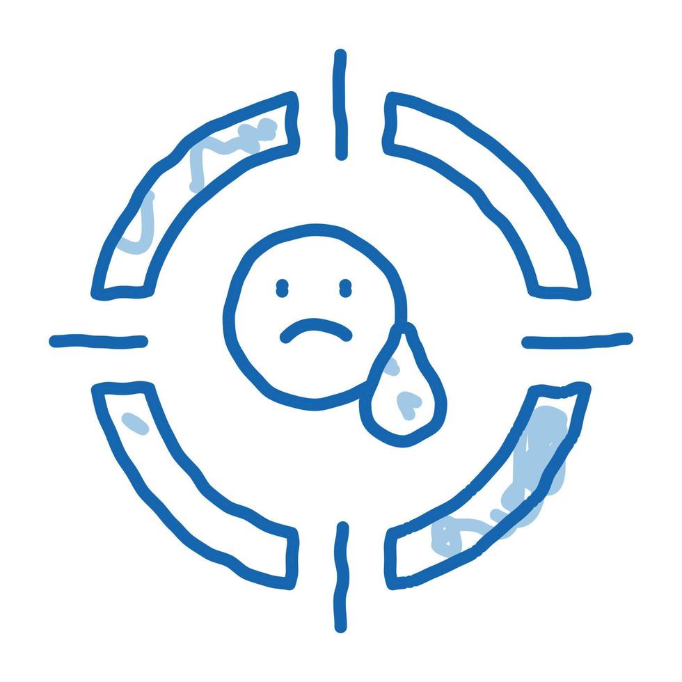 Ziel auf traurige Person doodle Symbol handgezeichnete Abbildung vektor