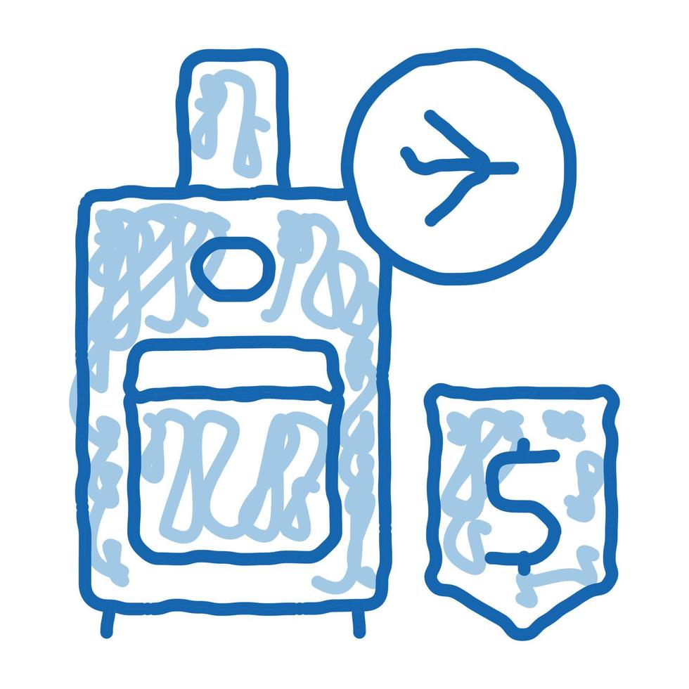 inköp resväskor med hantera plikt fri klotter ikon hand dragen illustration vektor