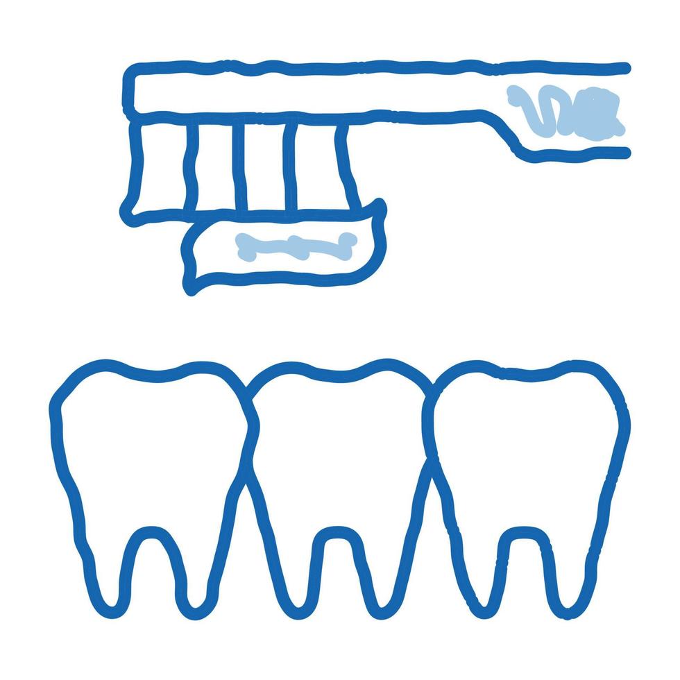 tandläkare tänder rengöring klotter ikon hand dragen illustration vektor