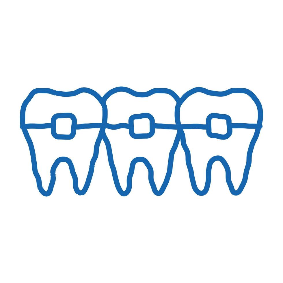 zahnarzt stomatologie zähne klammern gekritzel symbol hand gezeichnete illustration vektor
