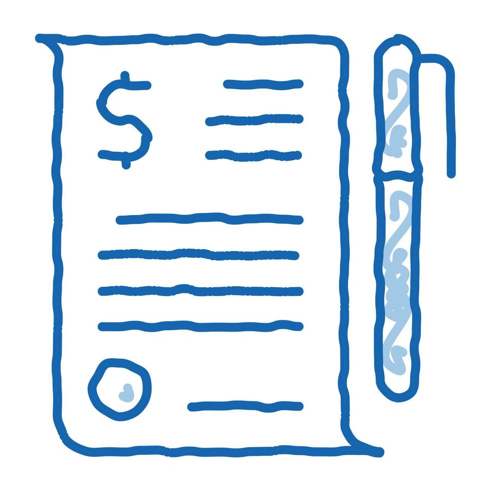 Finanzdokument Datei Vereinbarung Stift Gekritzel Symbol handgezeichnete Abbildung vektor