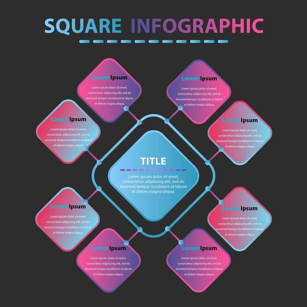 modern fyrkantig infographic. åtta kvadratiska infigrqphics-element för affärsdesign. vektor