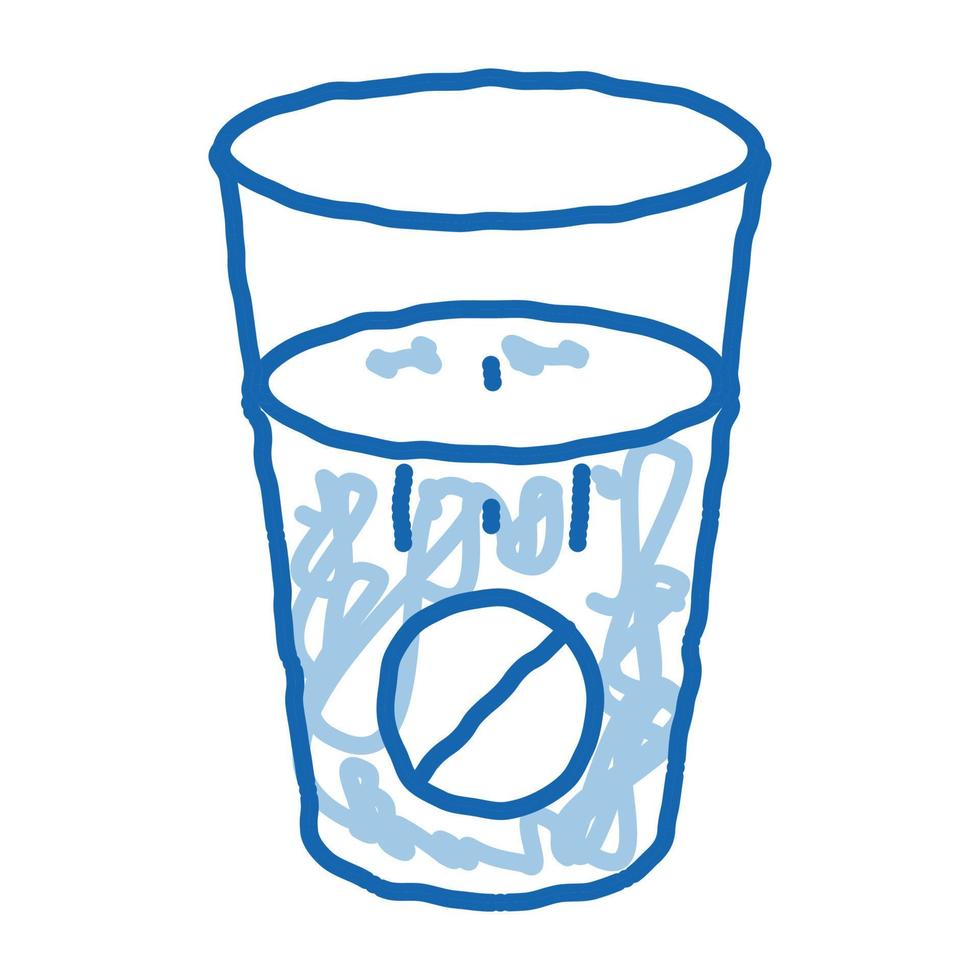 glas av vatten för tar piller tillskott klotter ikon hand dragen illustration vektor