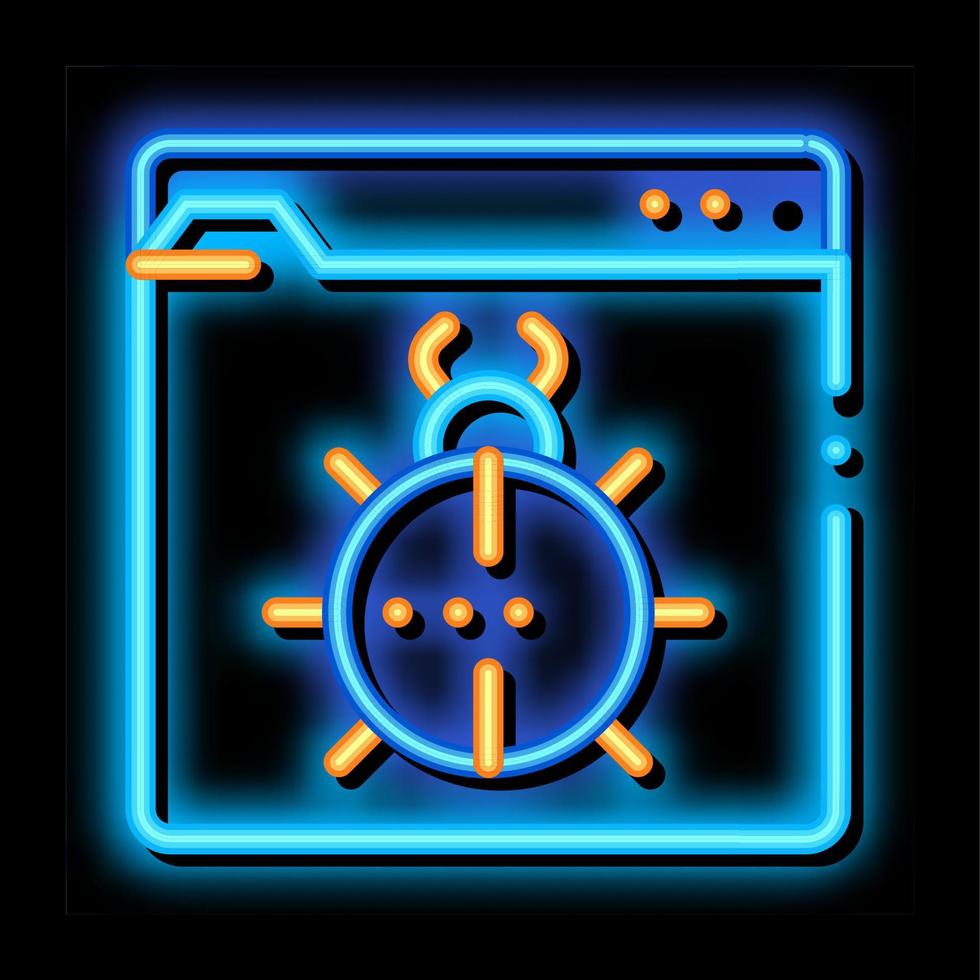 Käfer-Fehlercode-Fehler oder Virus-Neon-Glow-Symbol-Illustration vektor