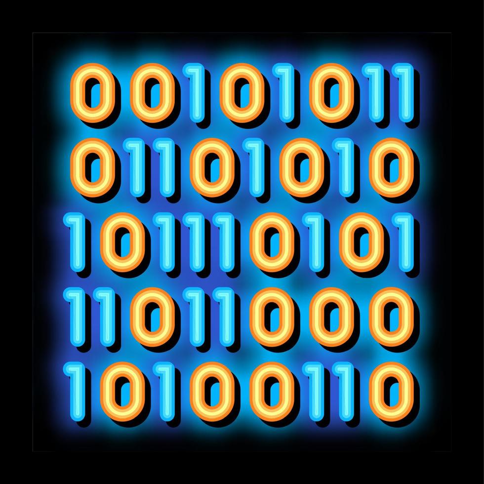 strömning binär koda matris neon glöd ikon illustration vektor