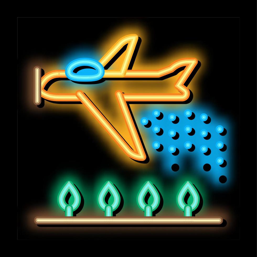 flugzeug, das neonlicht-symbolillustration sprüht vektor