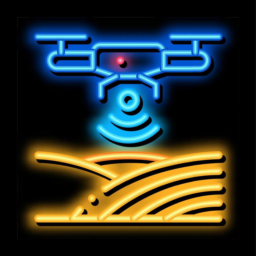 Drönare Wi-Fi signal neon glöd ikon illustration vektor