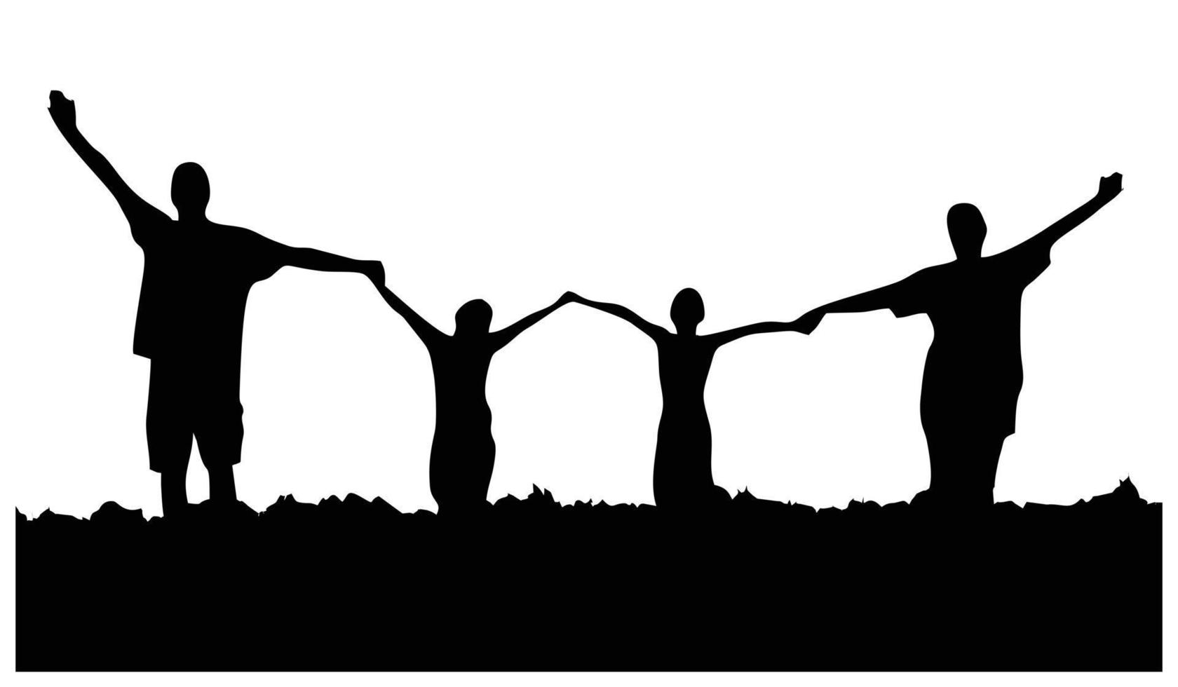 Silhouette einer glücklichen Familie auf weißem Hintergrund. geeignet für Familiendesign. Happy Family Design-Elemente vektor