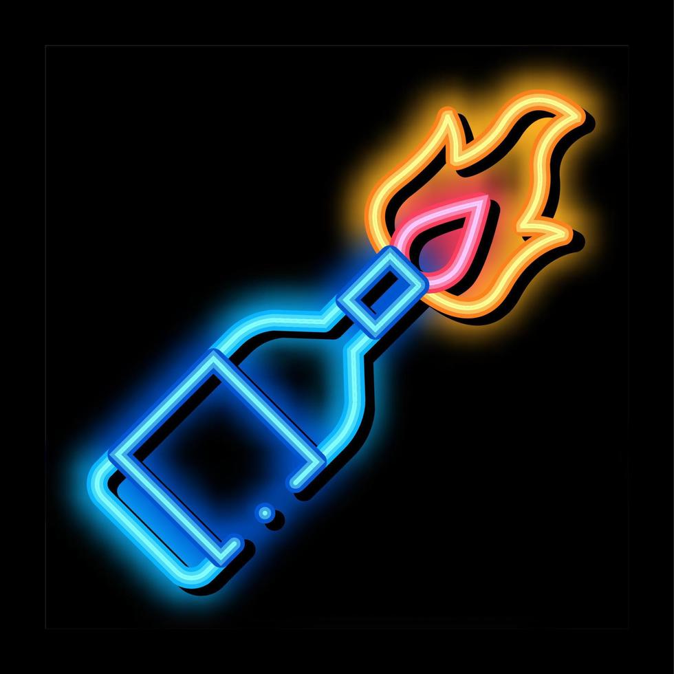 brennende flasche neonglühen symbol illustration vektor