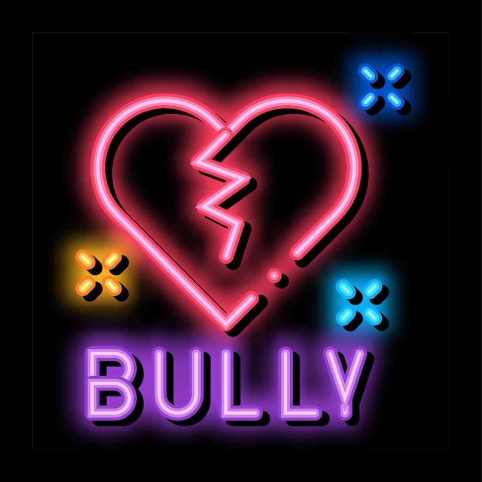 bully gebrochenes herz neonglühen symbol illustration vektor