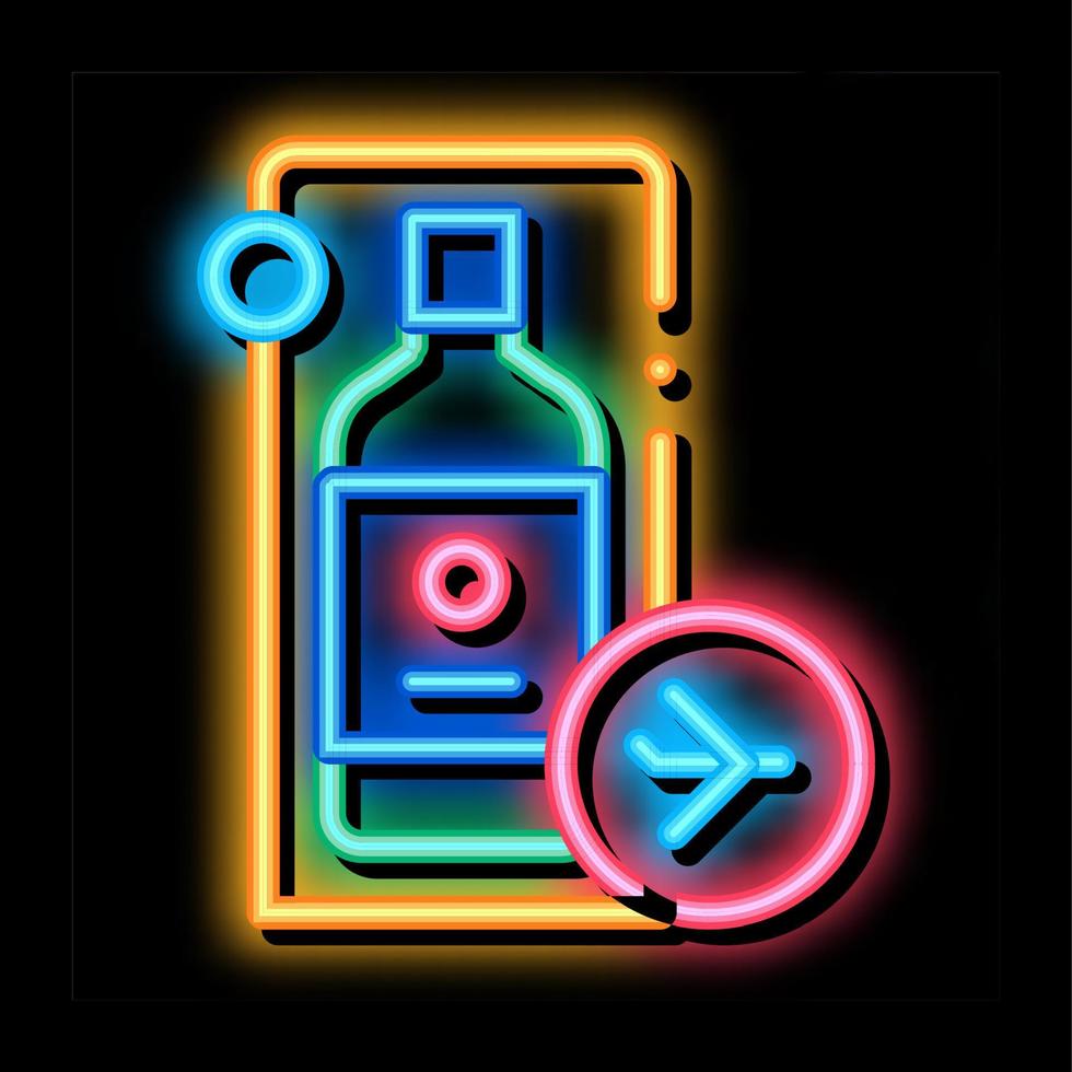 köpt plikt fri alkohol neon glöd ikon illustration vektor