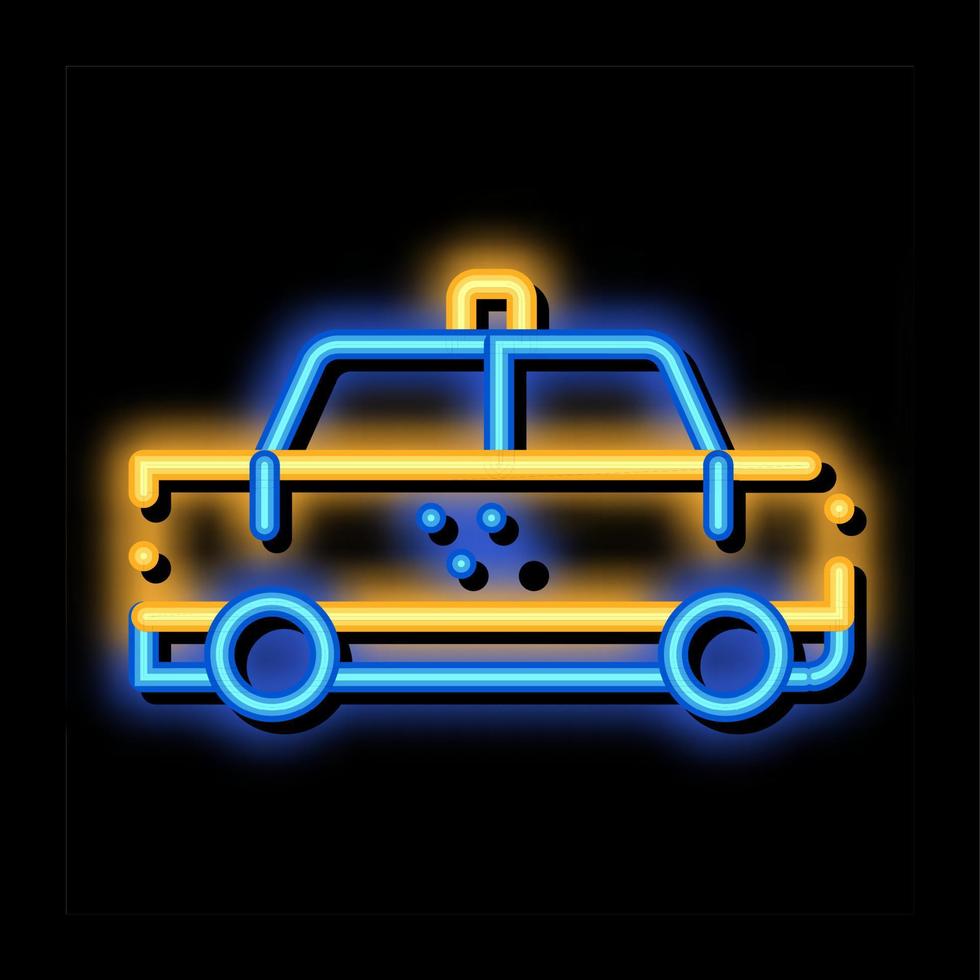 offentlig transport taxi bil cab neon glöd ikon illustration vektor