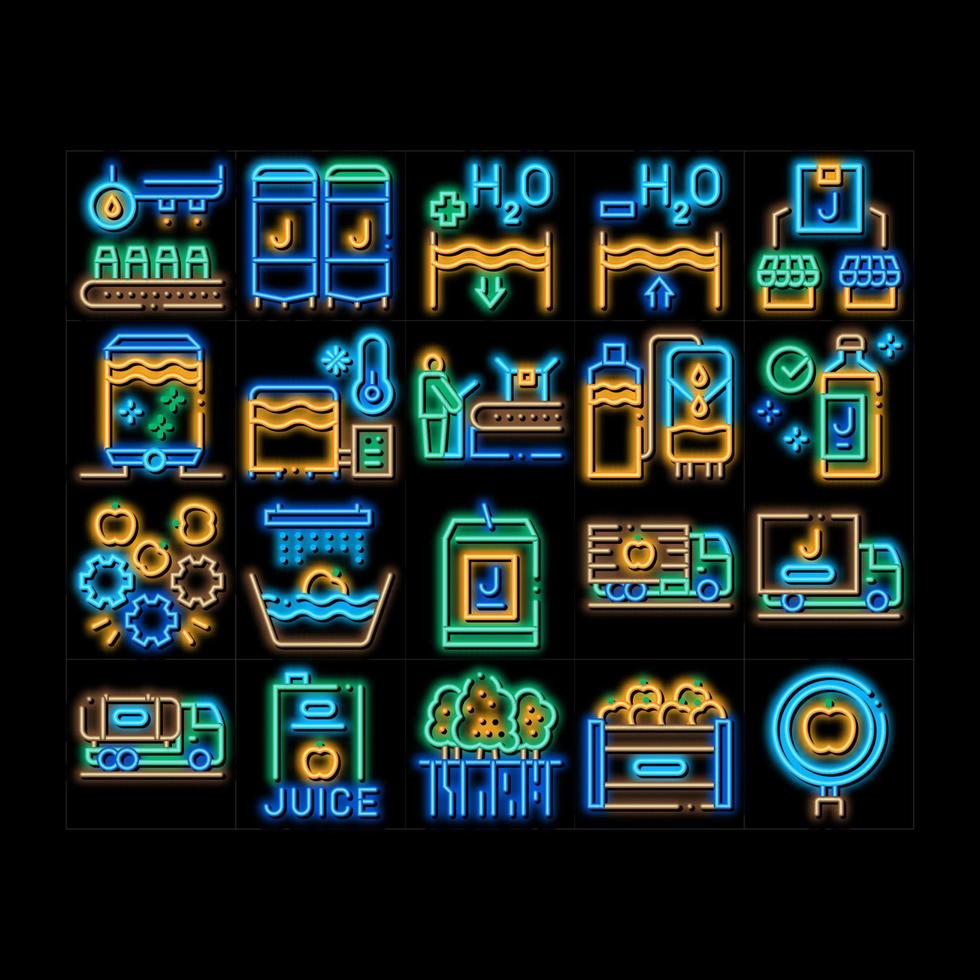 saftproduktionsanlage neonglühen symbol illustration vektor