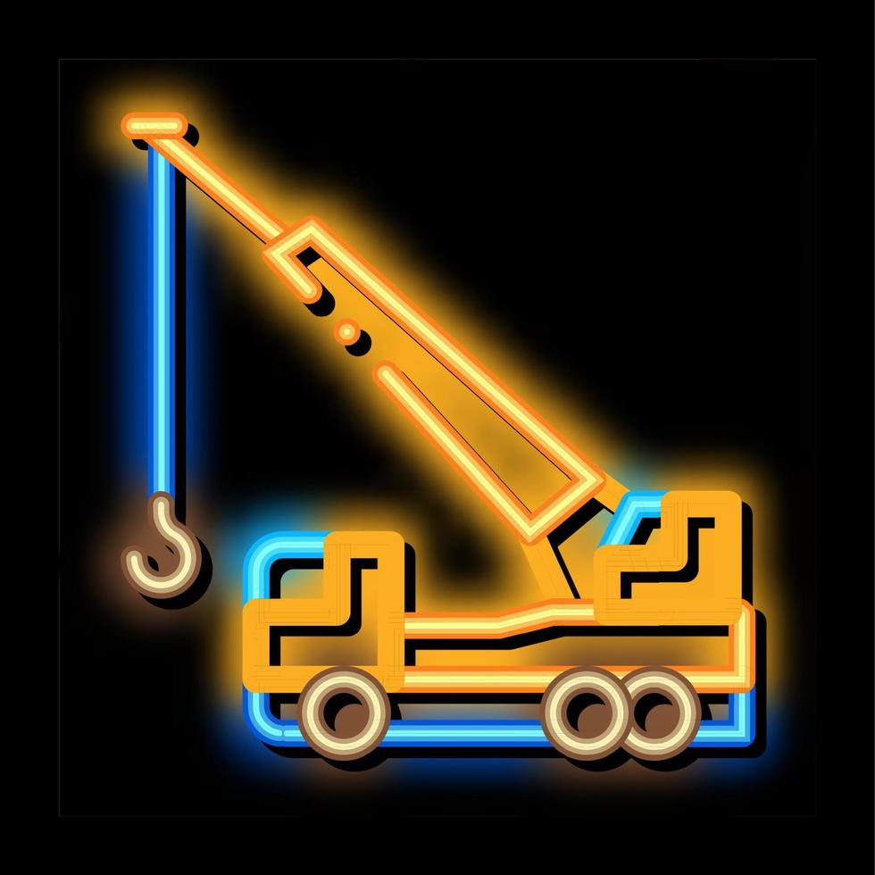 kran hydraulisk Utrustning neon glöd ikon illustration vektor