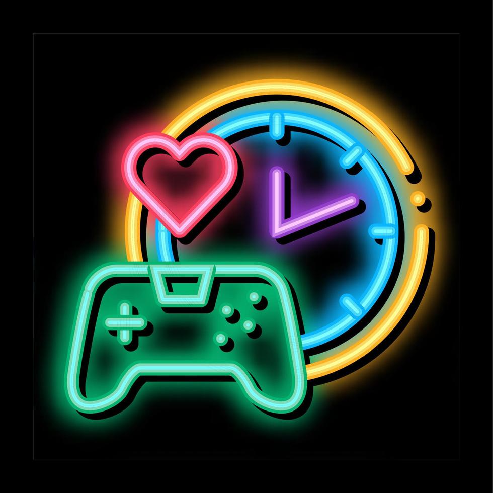 spel spelar kärlek tid neon glöd ikon illustration vektor