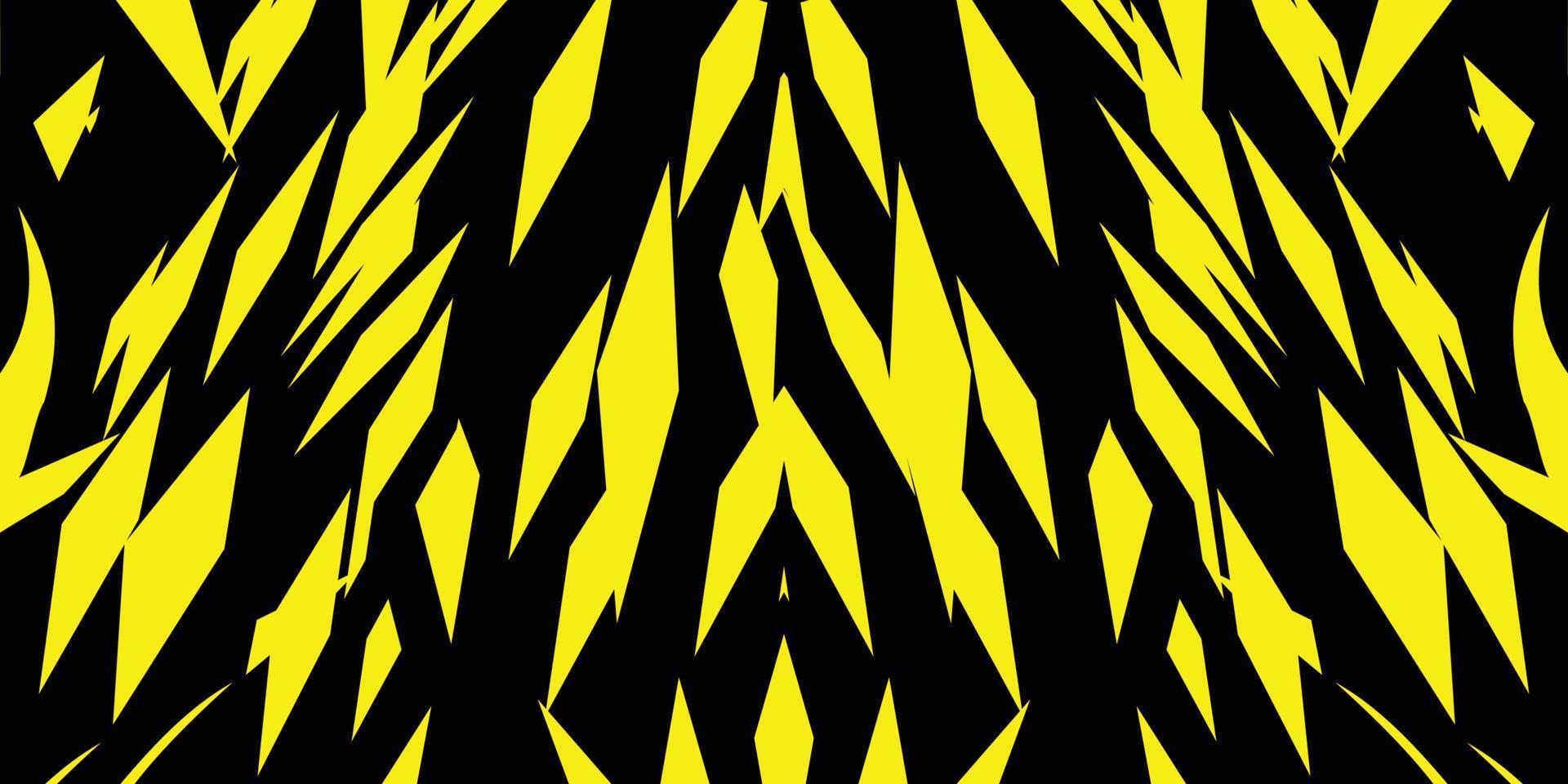 abstrakter geometrischer Sporthintergrund mit gelber und schwarzer Farbe. Racing-Line-Mustergrafik für Extremsport-Trikot-Team, Vinylfolie und Aufkleber. vektor