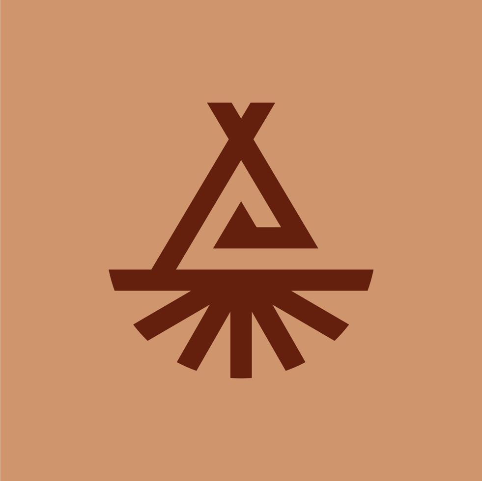 camping tält logotyp design begrepp. utomhus- läger äventyr symbol ikon design mall vektor