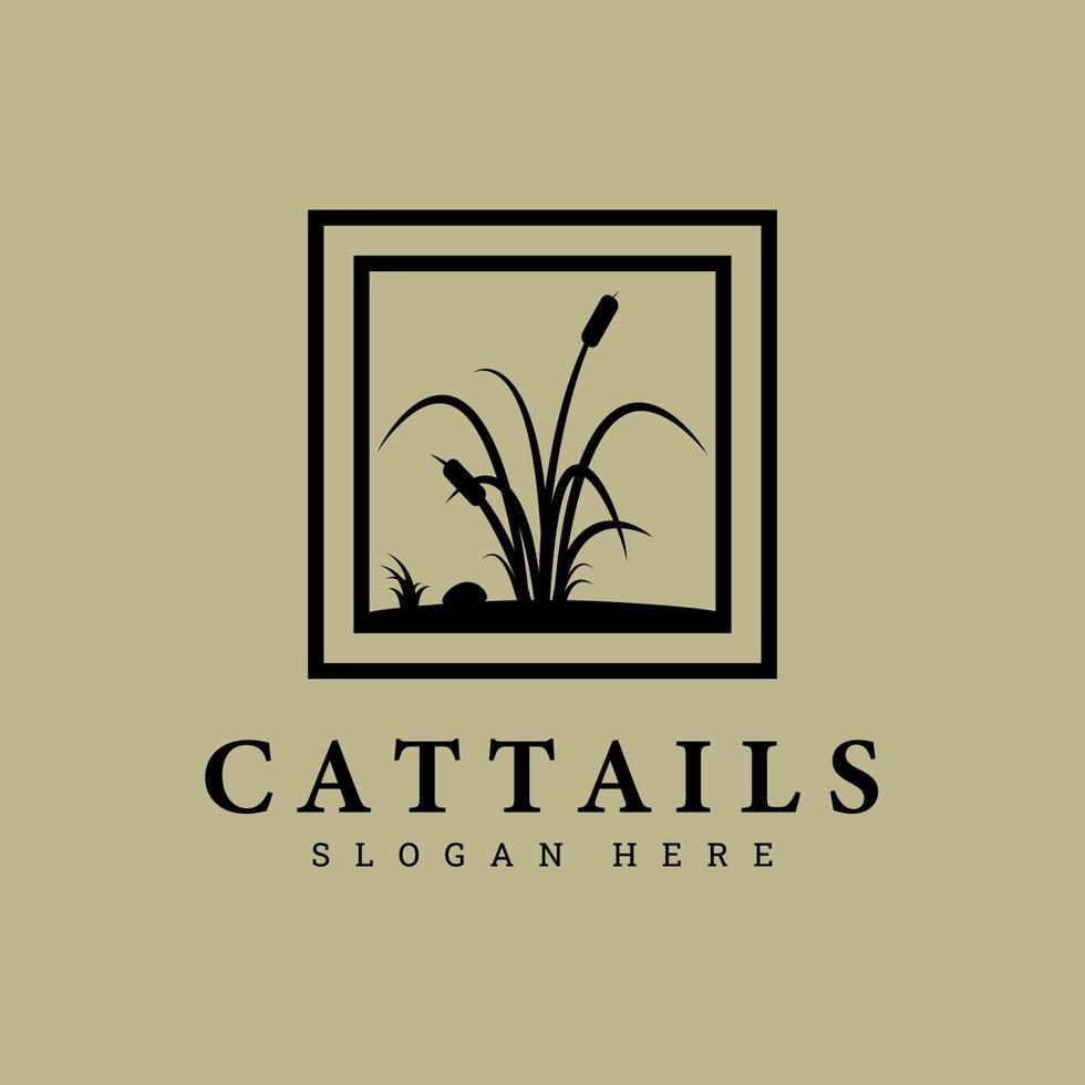 cattails logotyp vektor illustration design, ikon, minimalistisk logotyp