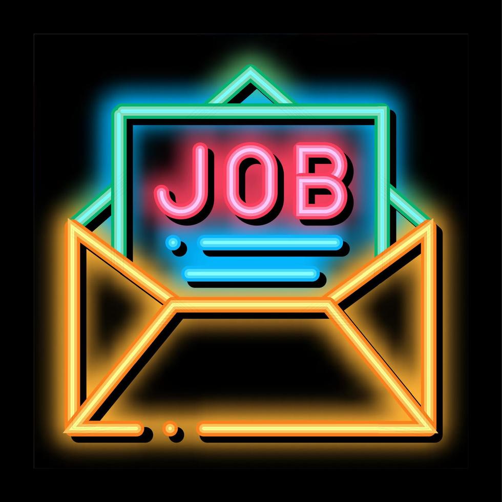 job nachrichtenliste mail in umschlag neonglühen symbol illustration vektor