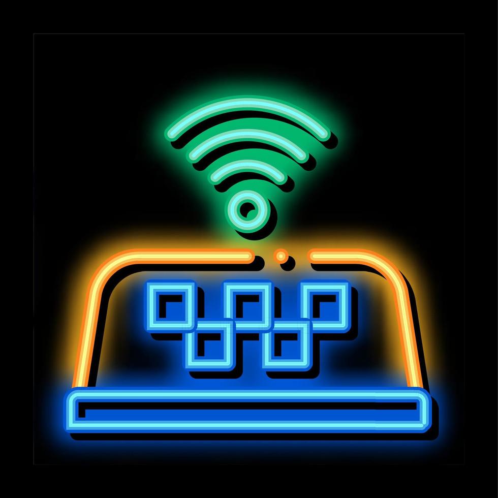 vorhandensein von wi-fi in taxi online neonglühen symbol illustration vektor