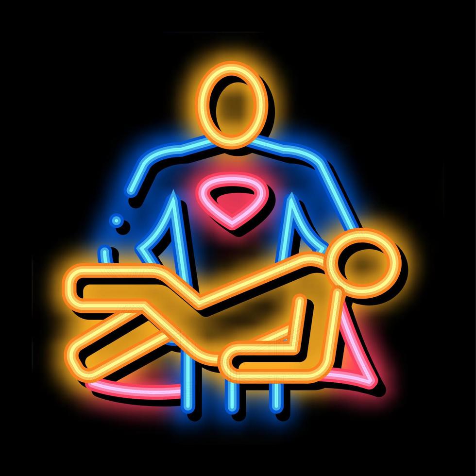 held hält an den händen menschliches neonglühen symbol illustration vektor