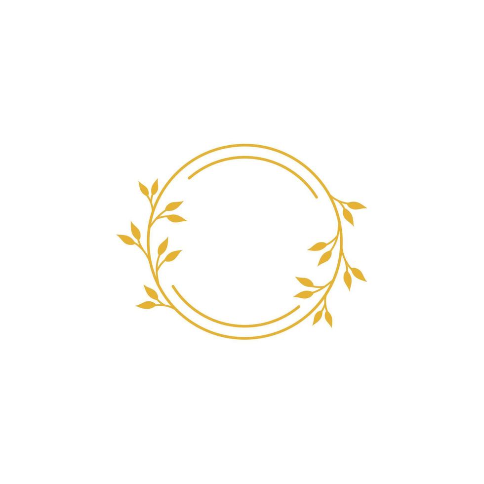 vektorblumenlogoschablone im eleganten und minimalen stil mit goldfarbe auf grauer hintergrundillustration. Kreis umrahmt Logos. für Abzeichen, Etiketten, Logos und Branding-Geschäftsidentität. vektor