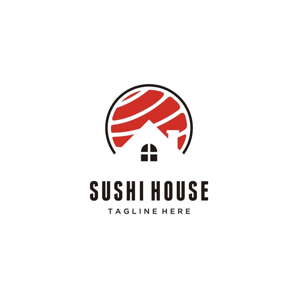 Design-Inspiration für das Logo des japanischen Sushi-Hauses mit Meeresfrüchten vektor