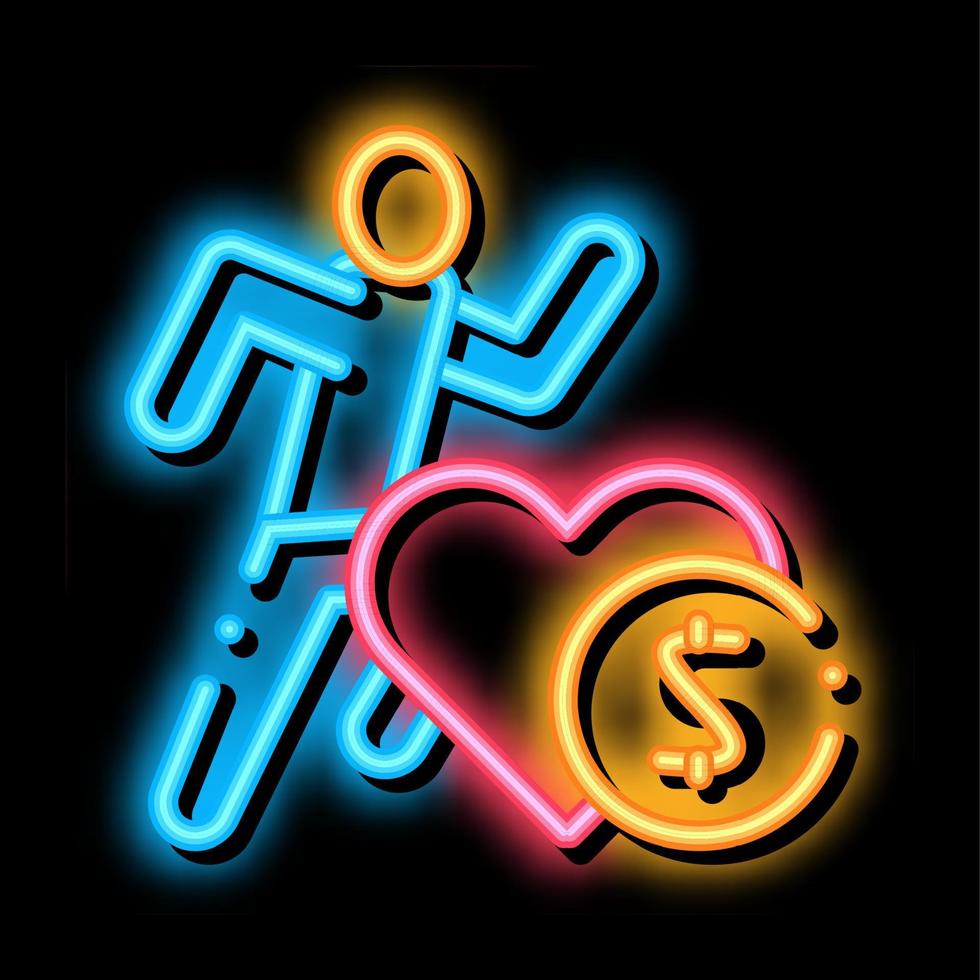 idrottare hälsa för pengar neon glöd ikon illustration vektor