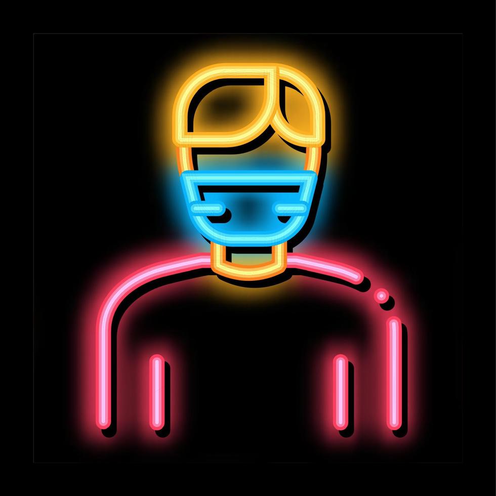 man ansiktsbehandling mask neon glöd ikon illustration vektor