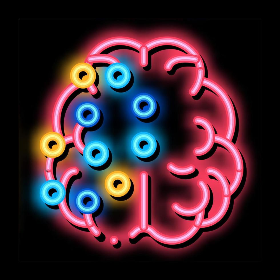 hjärna poäng neon glöd ikon illustration vektor