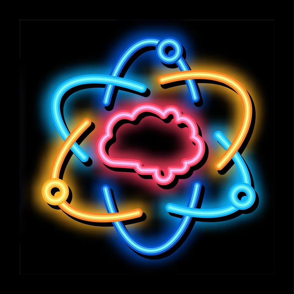 atom menschliches gehirn neonglühen symbol illustration vektor